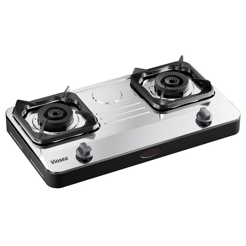 Kompor Gas Meja Dua Tungku Bahan Stainless Steel Mudah Dibersihkan